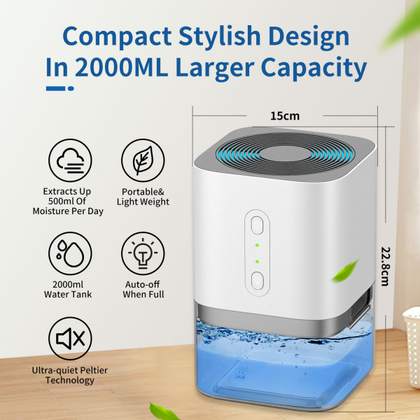 2000ml Moisture Absorber Machine Air Dryer Mini Dehumidifier
